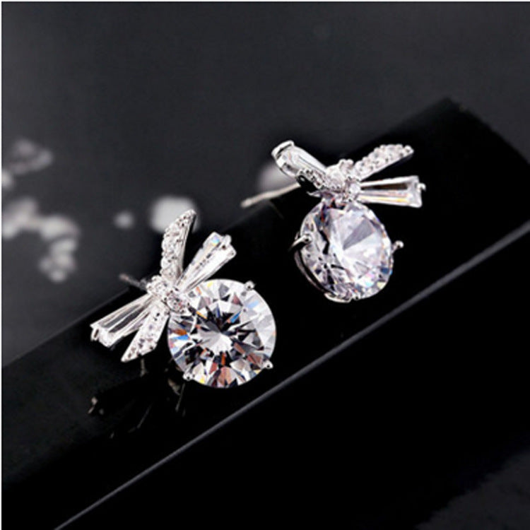 Cute S925 Silver Bow Stud Earrings for Women