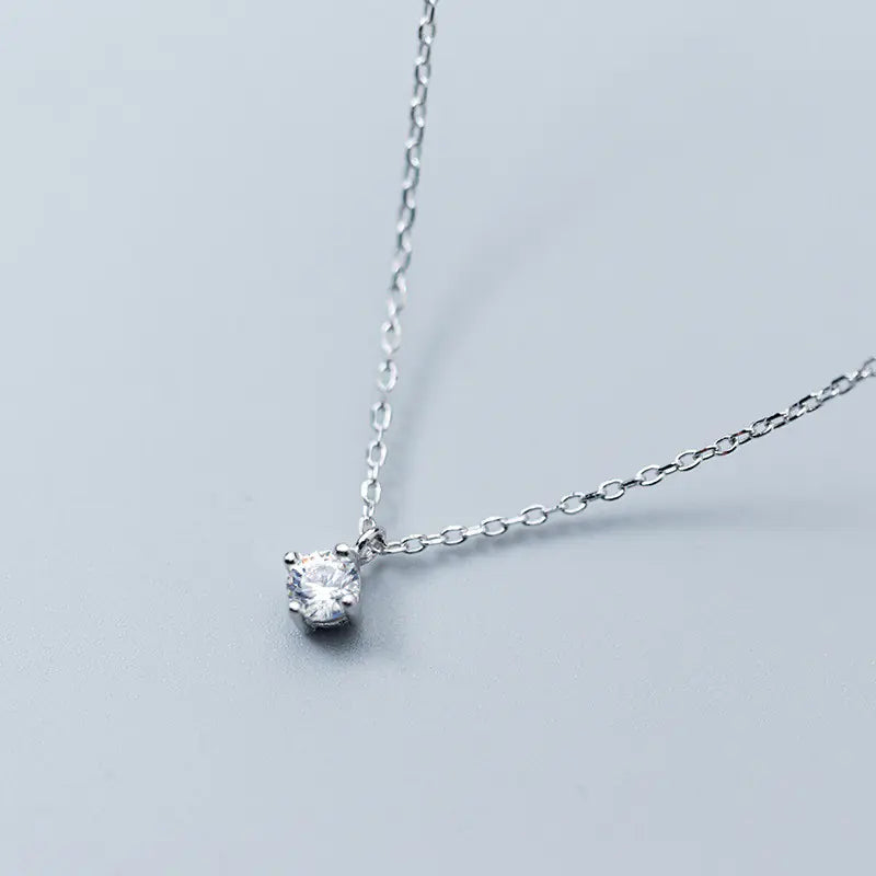 S925 Silver Simple Diamond Clavicle Necklace for Women