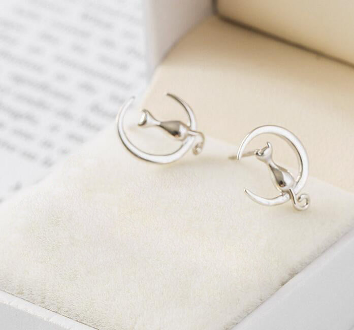 Cat Ear Studs and Moon Earrings - Trendy Accessories