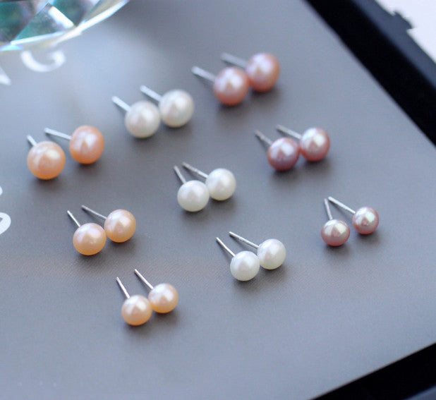 S925 Silver Freshwater Pearl Stud Earrings for Women