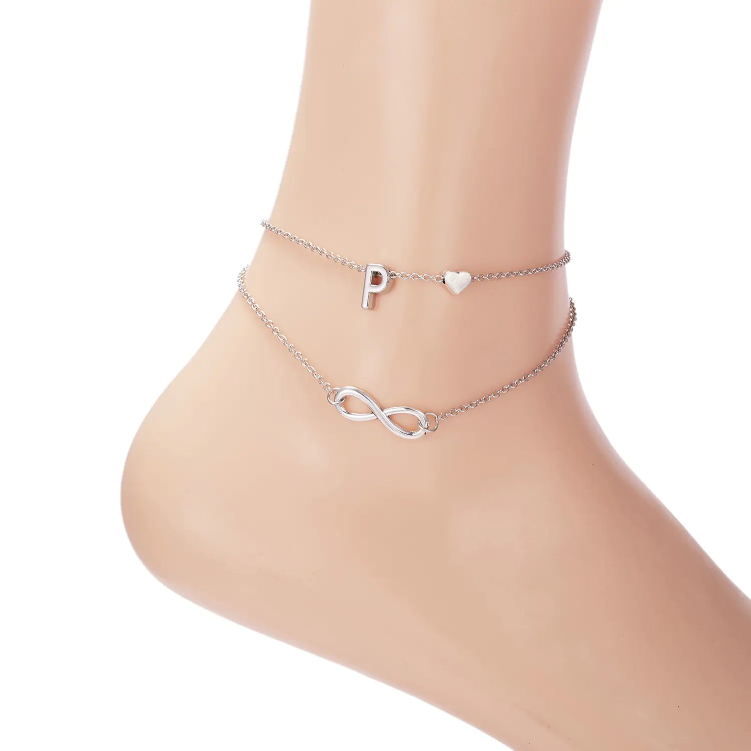 Trendy Double Layer Letter & Heart Beach Anklet