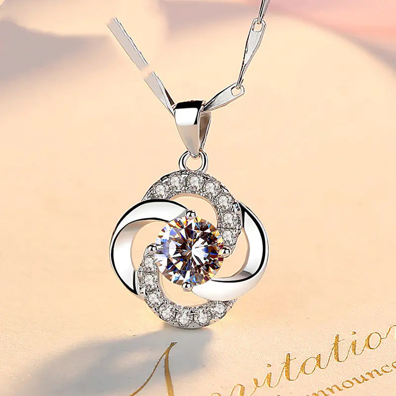 S925 Silver Clover Necklace for Women - Simple Pendant