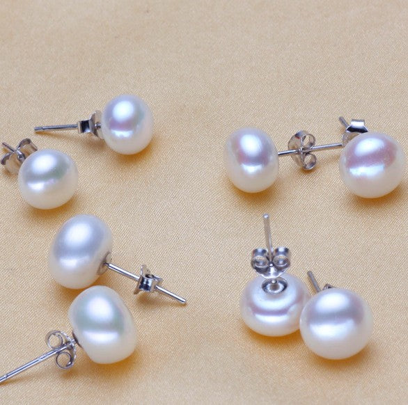 S925 Silver Freshwater Pearl Stud Earrings for Women