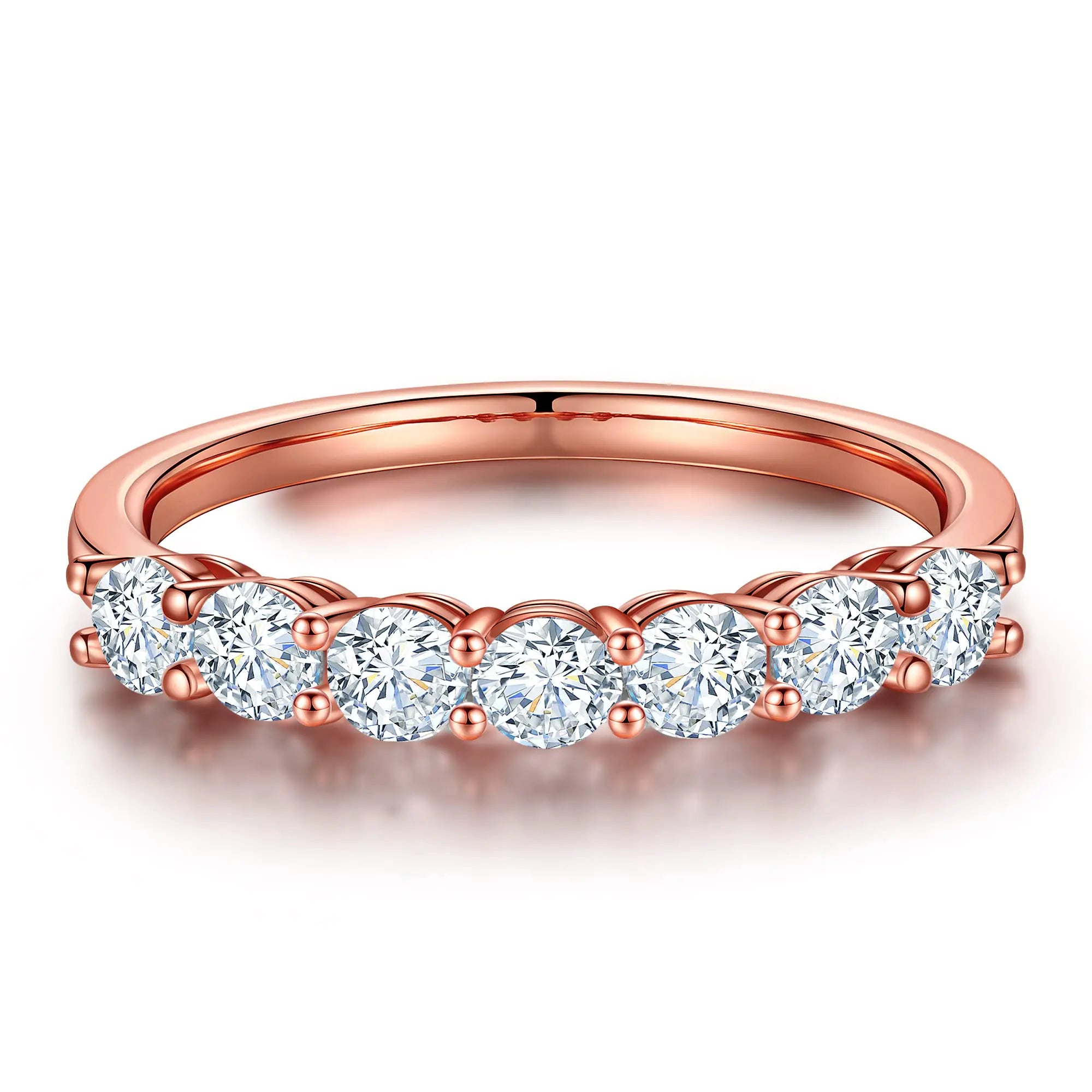 Aurora 7-Stone Moissanite Ring 18K Rose Gold Vermeil