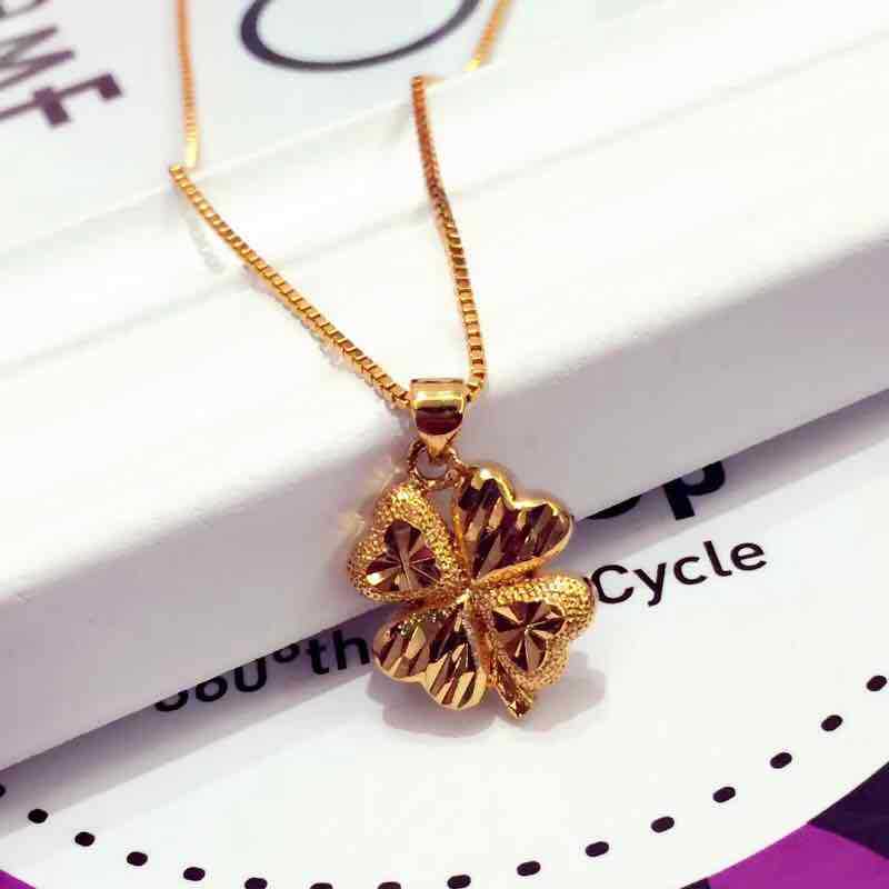 Gold-Plated Four-Leaf Clover Pendant Necklace