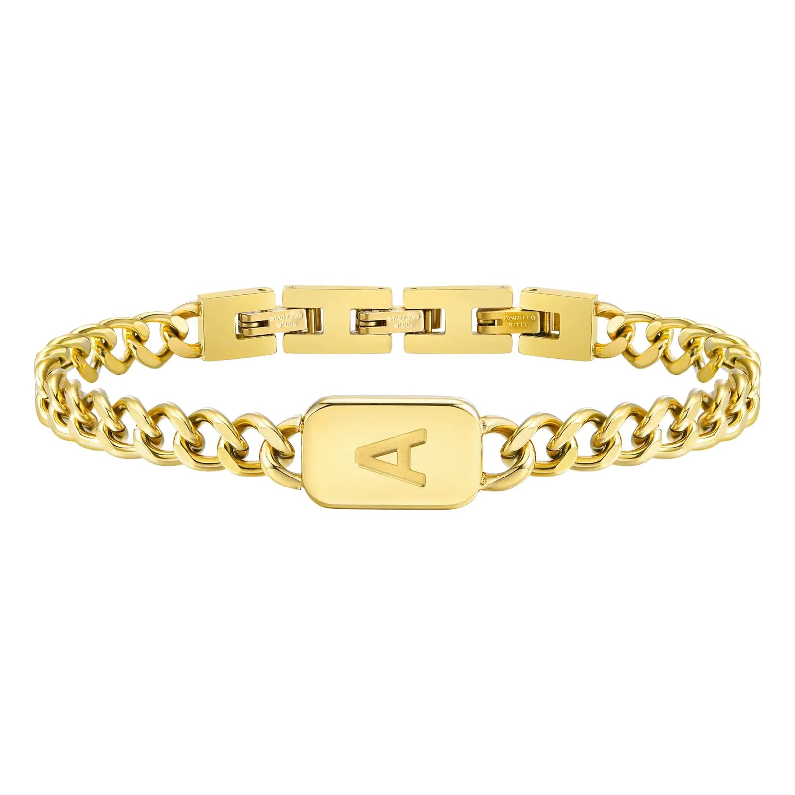 VNOX Men's Gold Initial Cuban Bracelet