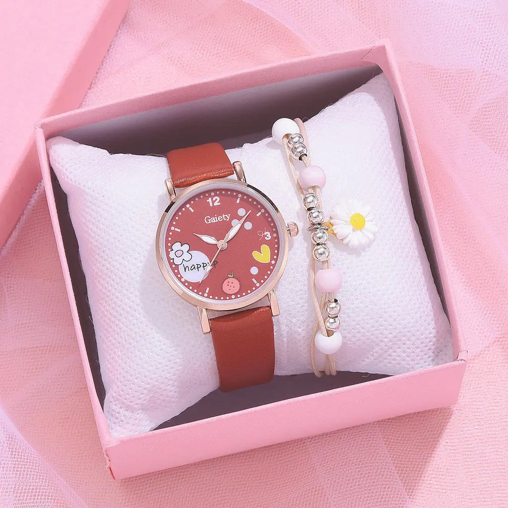 Gaiety New Women's PU Watch and Bracelet Set