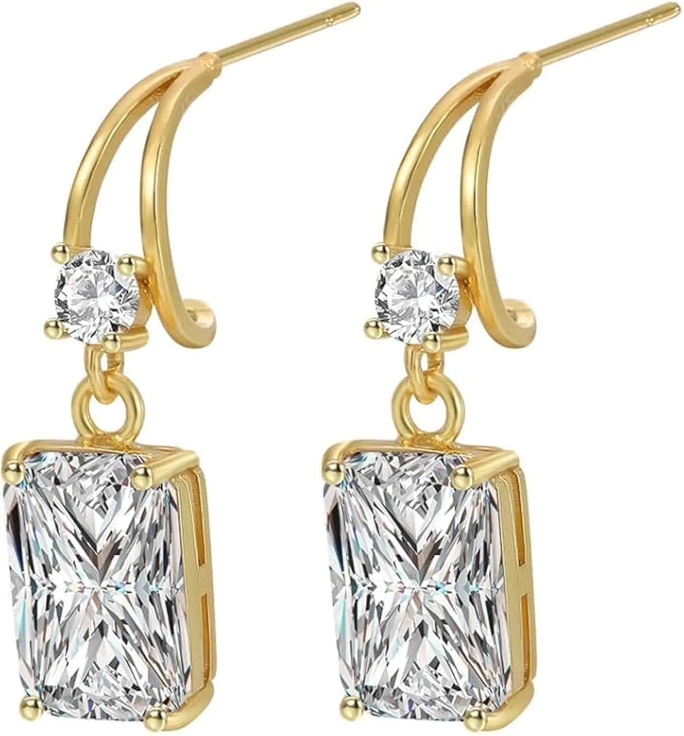 PICKBEAU Gold Hoop Earrings for Women | 14K Gold Plated Dainty Earrings S925 Sterling Silver Post Lightweight Drop Dangle Huggie Earrings