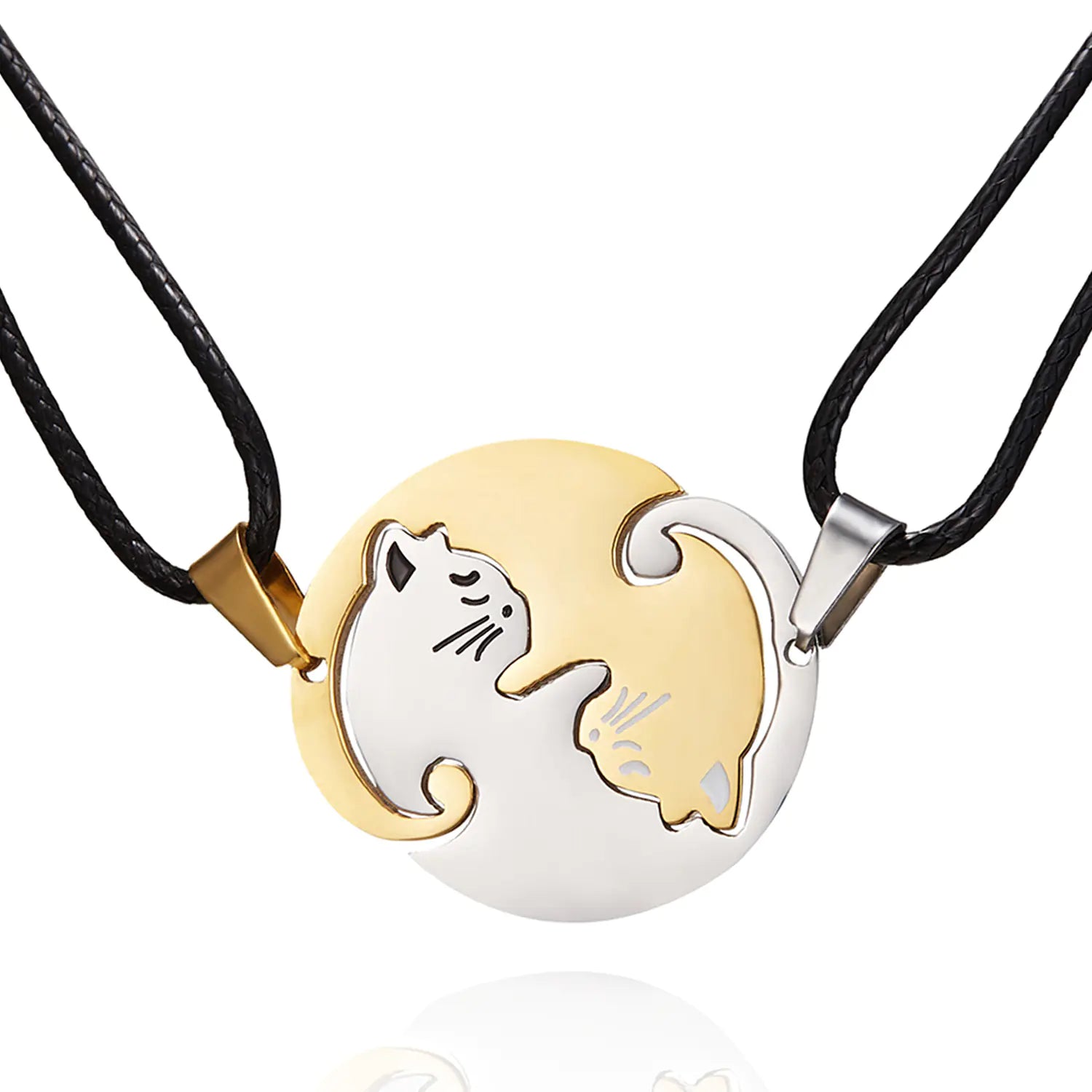 Minimalist Stainless Steel Cat Pendant Couple Necklace