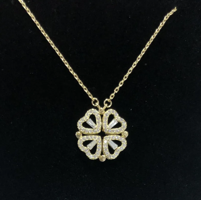 Heart-to-Heart Four-Leaf Clover Necklace