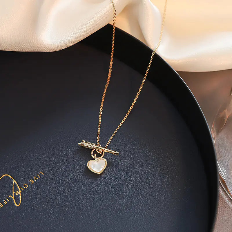 Chic Heart Arrow Necklace for Women - Minimalist Design