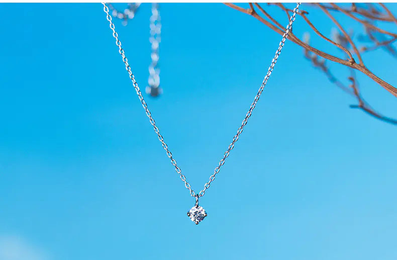 S925 Silver Simple Diamond Clavicle Necklace for Women