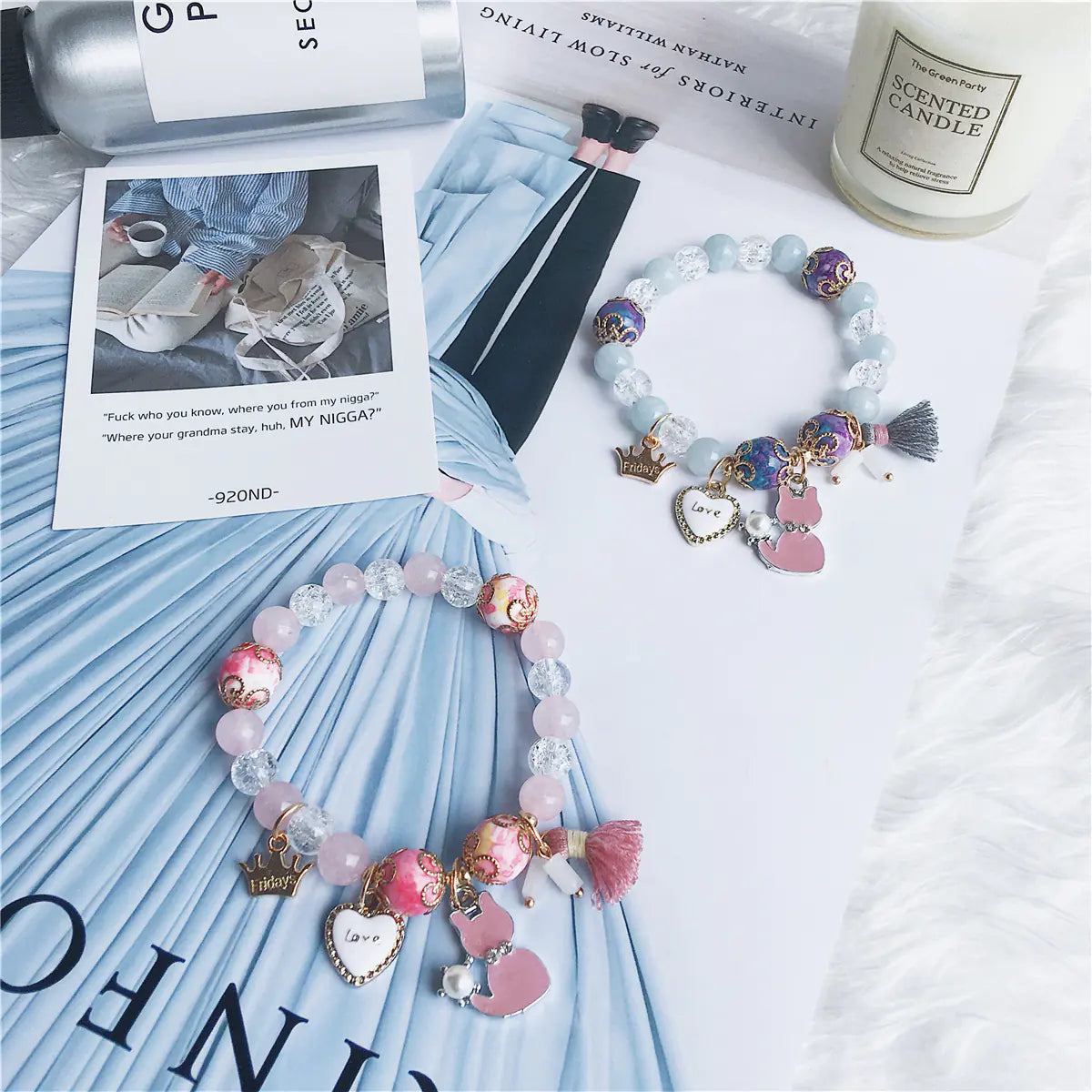 Beaded Bracelet with Cat Crown - Bohemian Style