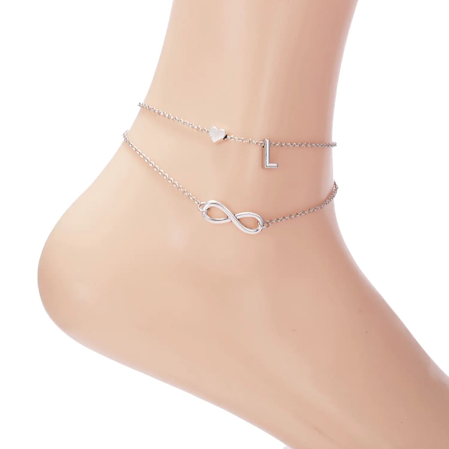 Trendy Double Layer Letter & Heart Beach Anklet