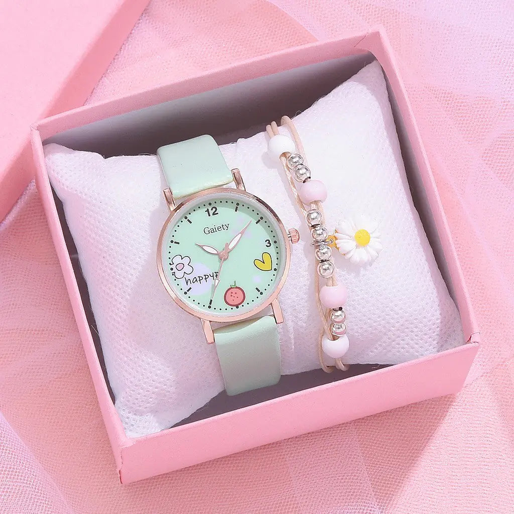 Gaiety New Women's PU Watch and Bracelet Set