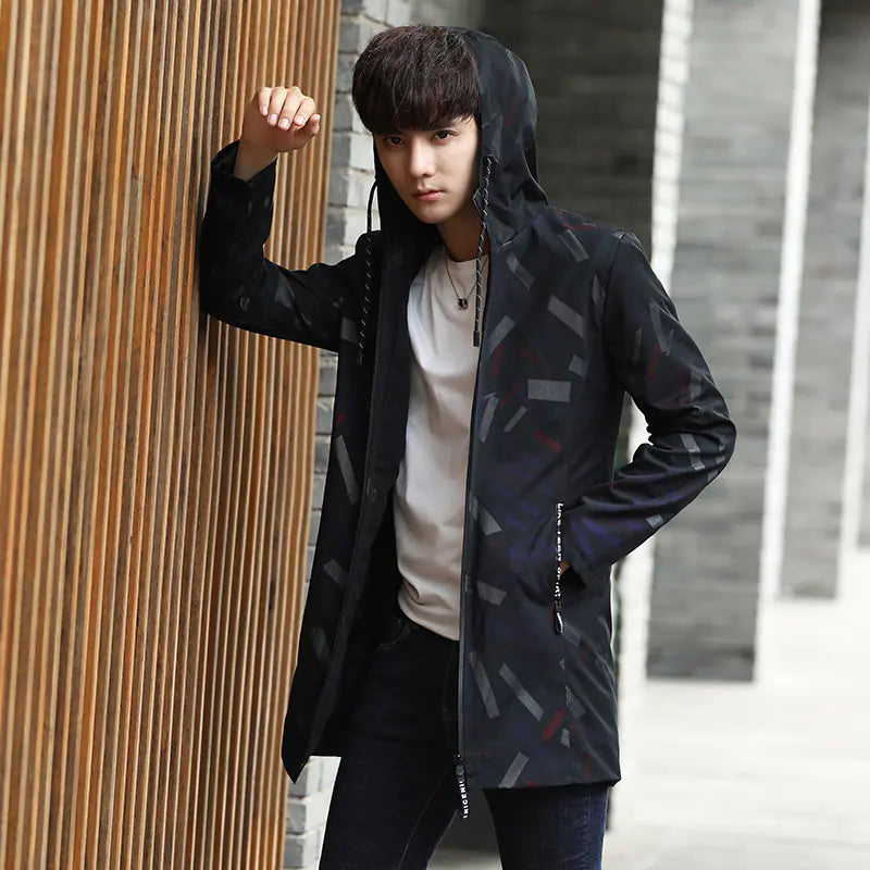 Men's Winter Jacket - Slim Fit Long Coat for Teens