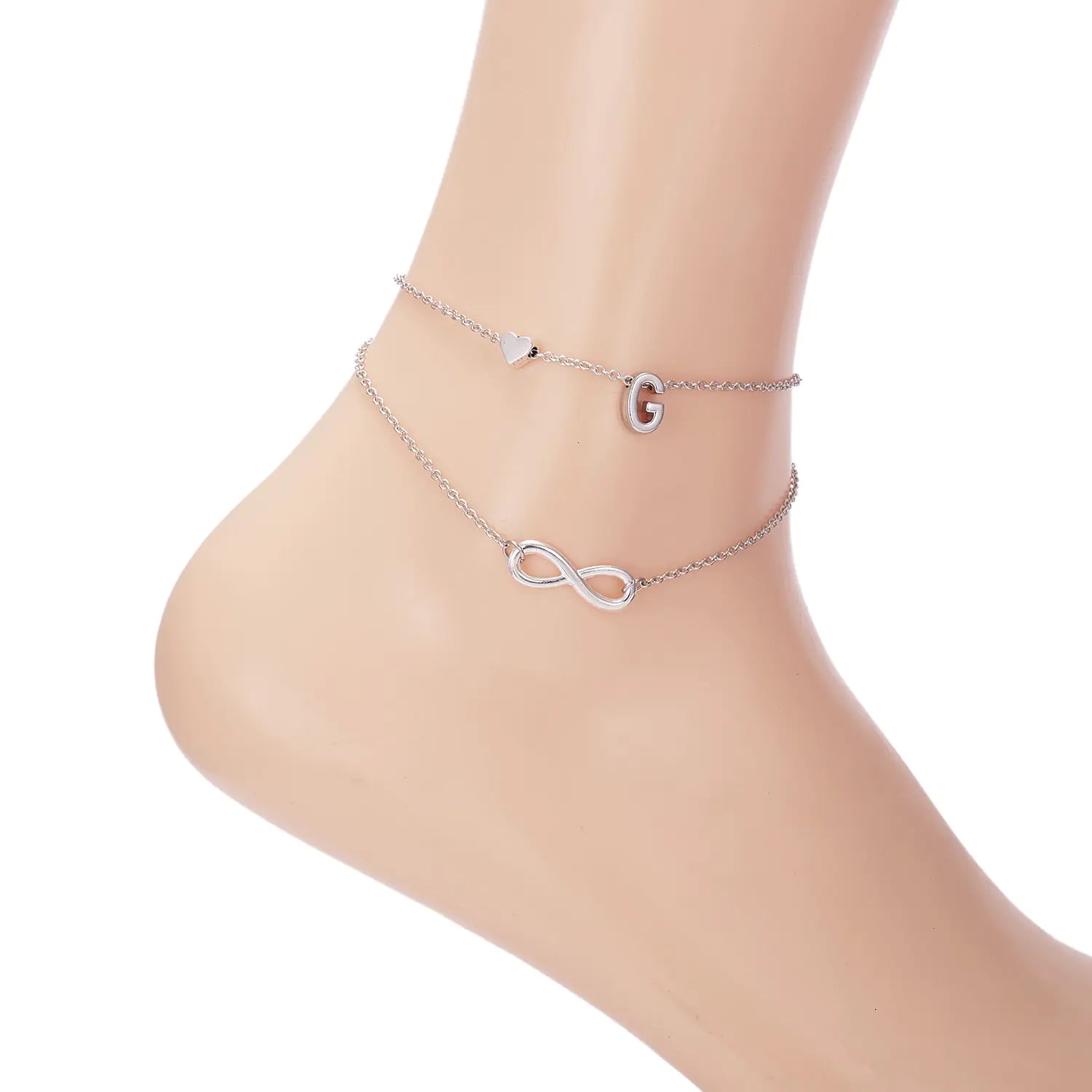 Trendy Double Layer Letter & Heart Beach Anklet