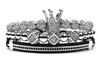 Crown Triangle Bracelet, Crown Bracelet, Leather Strap Bracelet