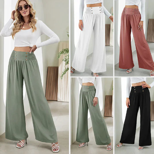 WOLFF High Waist Wide Leg Casual Pants B3085 (One Piece)