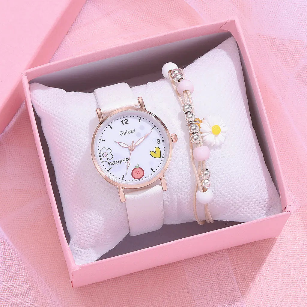 Gaiety New Women's PU Watch and Bracelet Set