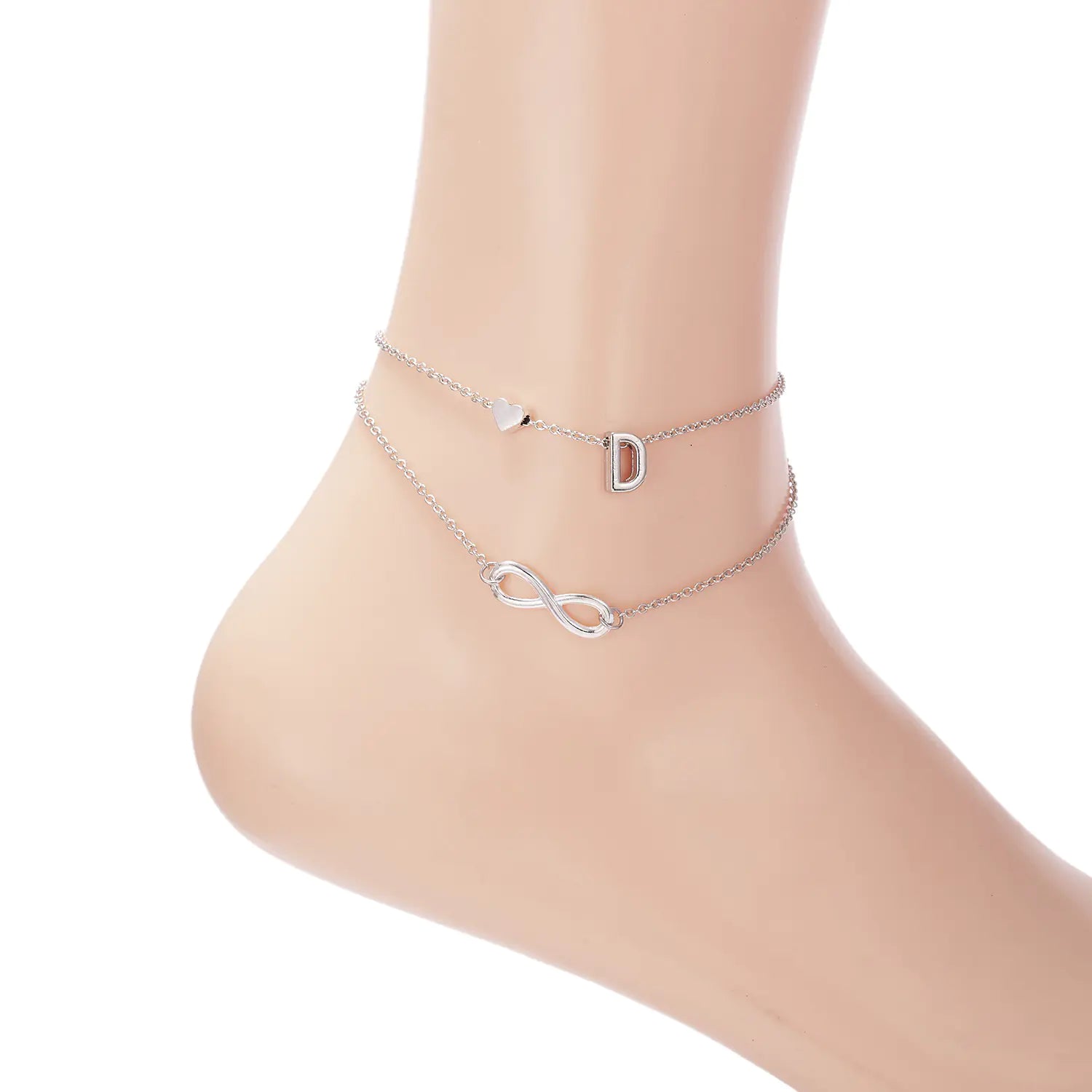 Trendy Double Layer Letter & Heart Beach Anklet