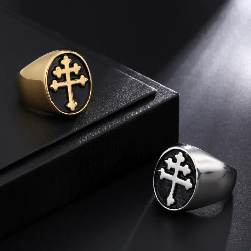 Stainless Steel Cross Pattern Ring