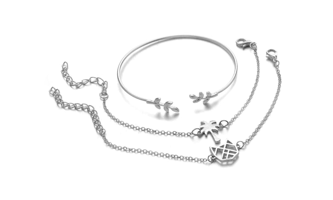 Heartbeat Infinity Symbol Bracelet Set with Rhinestones