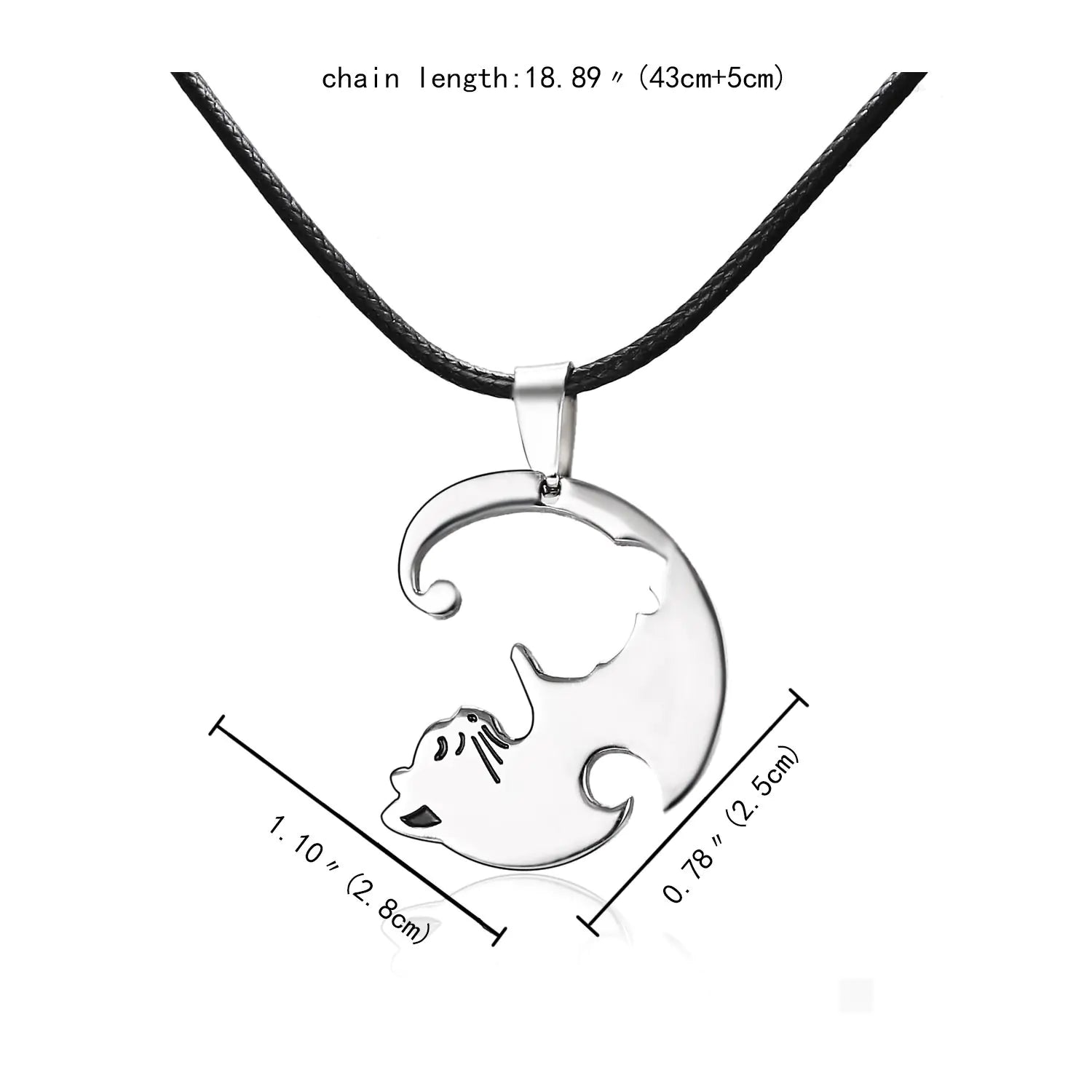 Minimalist Stainless Steel Cat Pendant Couple Necklace