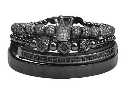 Crown Triangle Bracelet, Crown Bracelet, Leather Strap Bracelet