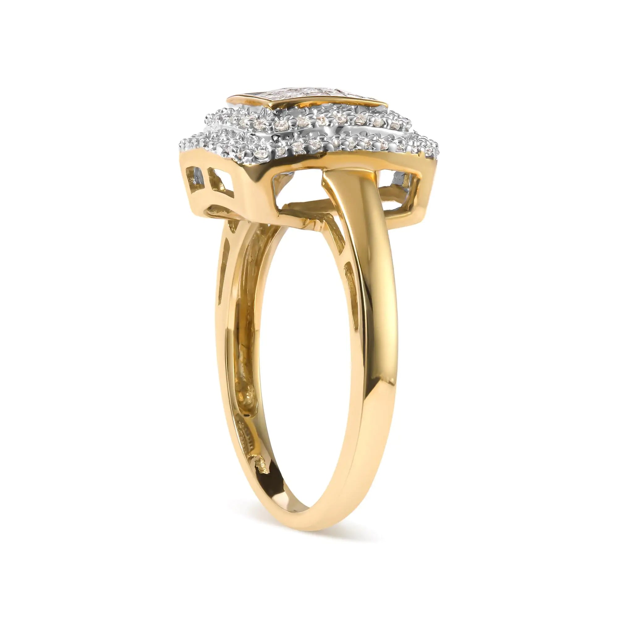 10K Yellow Gold Radiant Diamond Halo Ring
