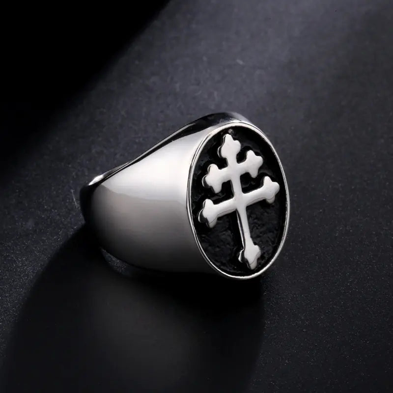 Stainless Steel Cross Pattern Ring