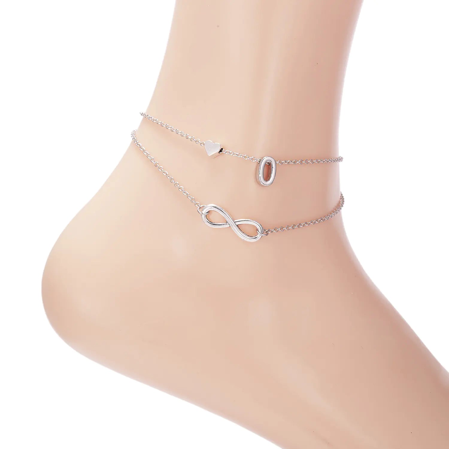 Trendy Double Layer Letter & Heart Beach Anklet