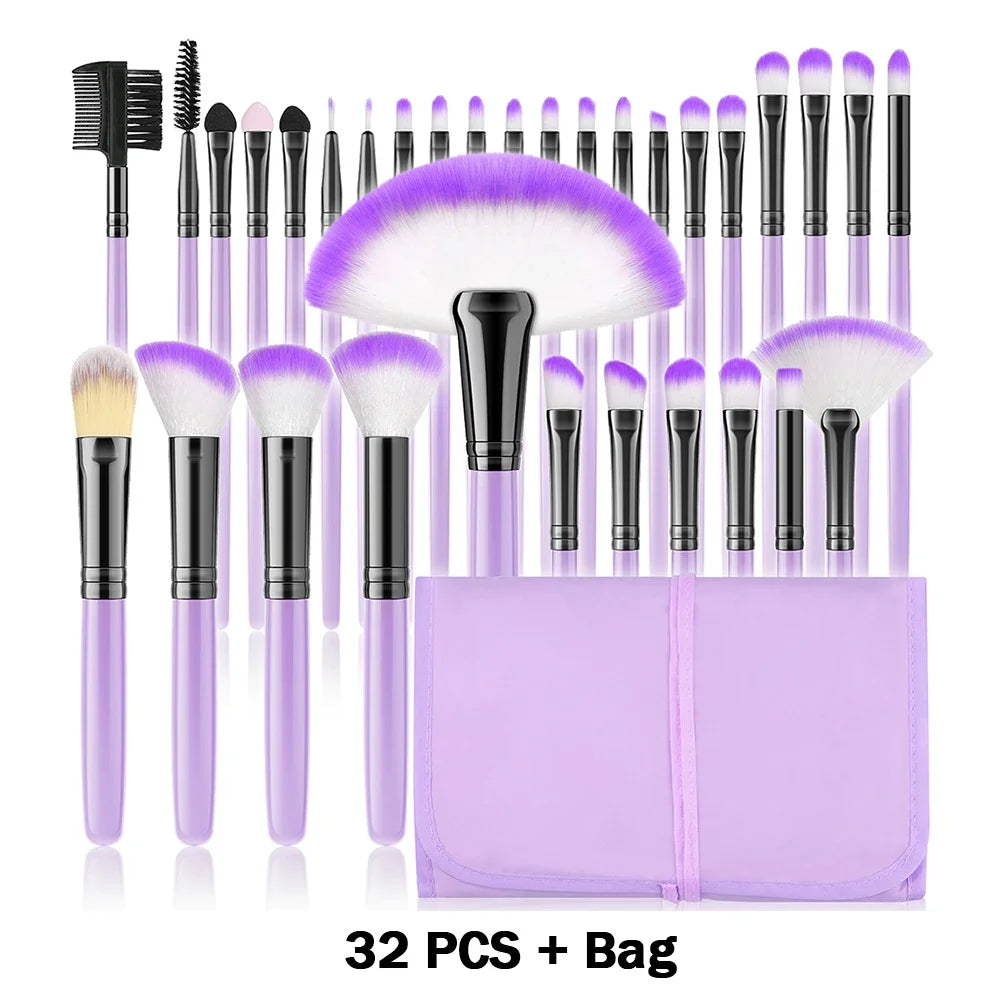 10-32PCS Makeup Brush Set Soft Fluffy Powder Foundation Contour Blush Concealer Eyeshadow Blending Highlighter Women Beauty Tool