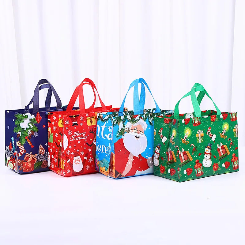 1Pc Large Christmas Gift Bags,Non-Woven Xmas Treat Bag Reusable Tote Bags with Handles for Kid Candy Goodie Xmas Party Favor