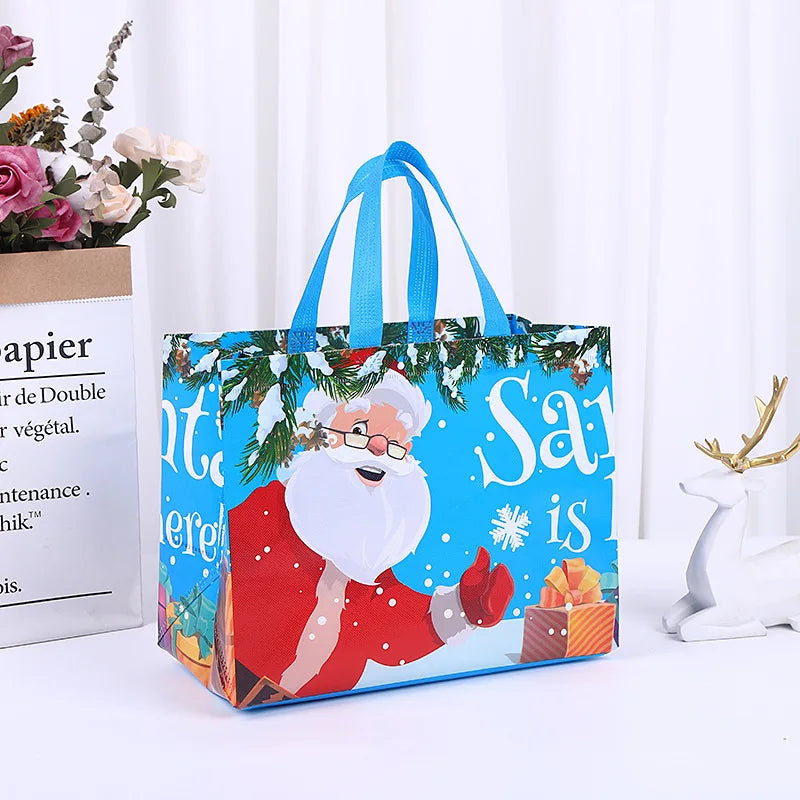 1Pc Large Christmas Gift Bags,Non-Woven Xmas Treat Bag Reusable Tote Bags with Handles for Kid Candy Goodie Xmas Party Favor