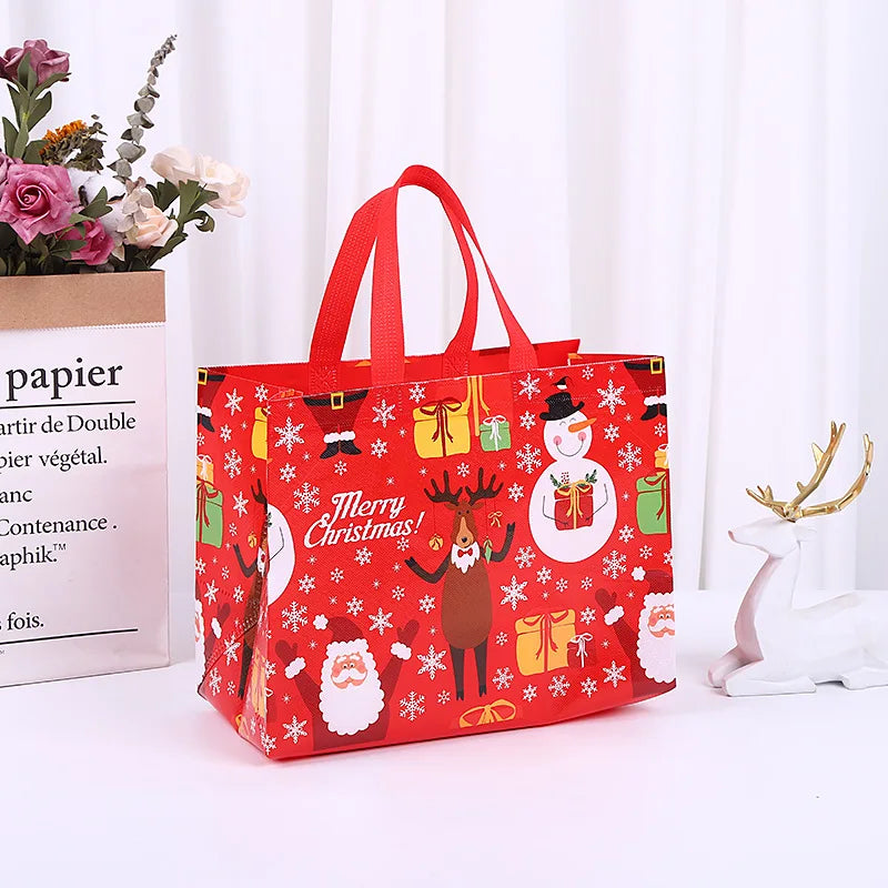 1Pc Large Christmas Gift Bags,Non-Woven Xmas Treat Bag Reusable Tote Bags with Handles for Kid Candy Goodie Xmas Party Favor