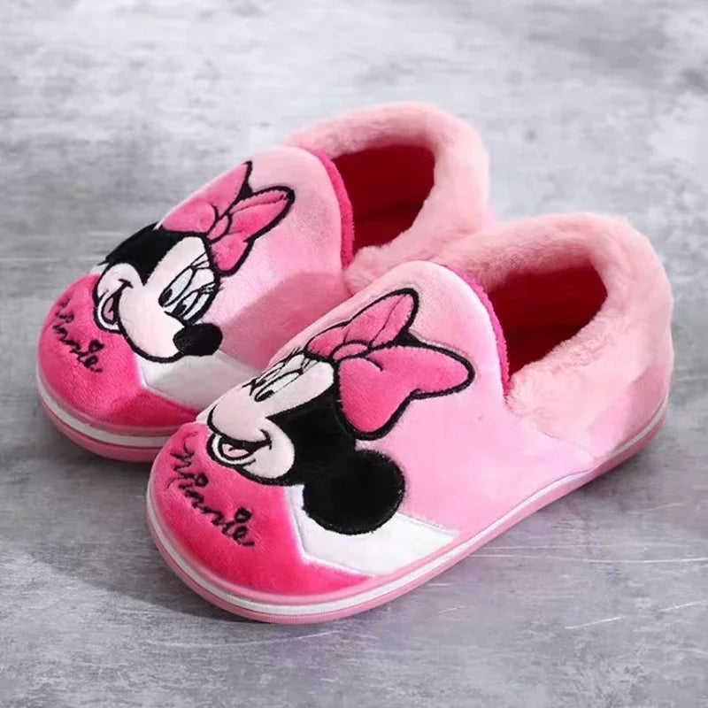 Kids Boys Cotton Home Slippers Winter Autumn Children Baby Girls Cartoon Mickey Minnie Mouse Cars Kids Girls Indoor Warm Shoes