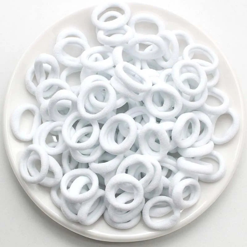 100pcs/lot Kids Color Scrunchies 20mm Non-damaging Headbands Girls Tie High Ponytail Hair Accessories High Elastic Rubber Bands