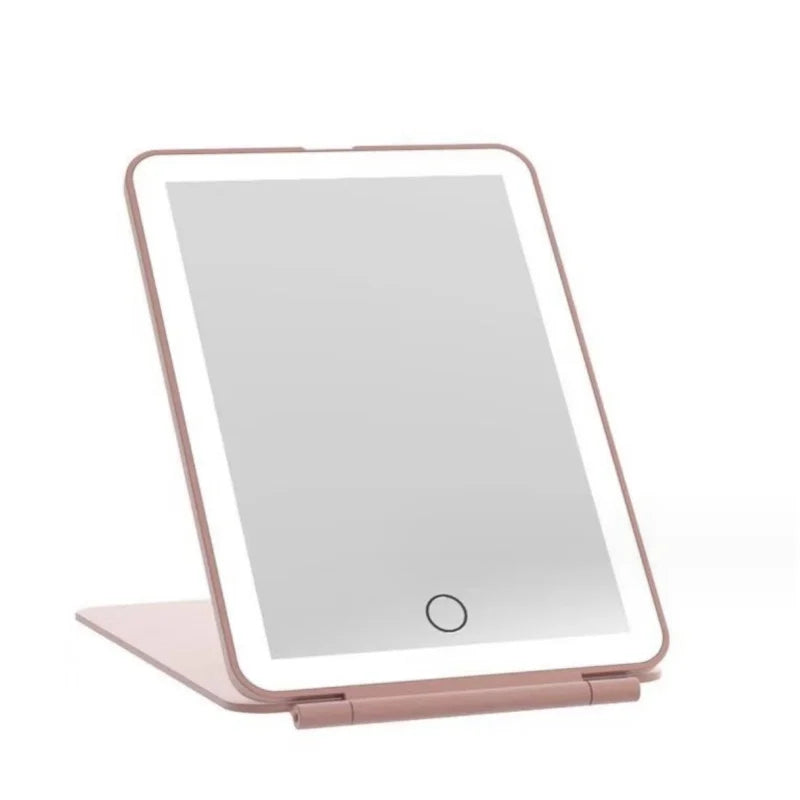 1PC rechargeable travel makeup mirror with LED light, 3-color lighting, portable ultra-thin illuminated makeup mirror, travel es