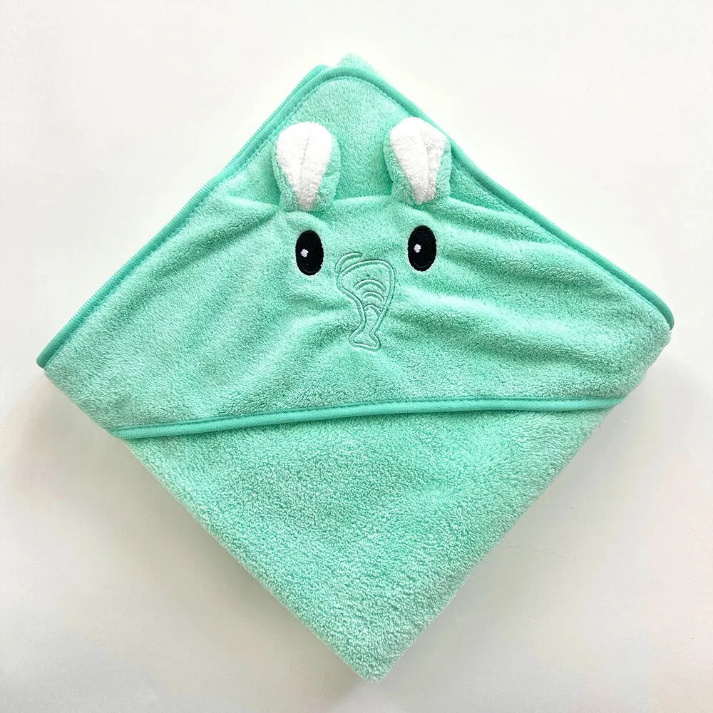 0-3Y Baby Shower Unisex Baby Bathrobe Flannel Cloak Cartoon Boy Girl Ultra-Soft Hooded Spa Robe Bath Towel Newborn Cover-Up