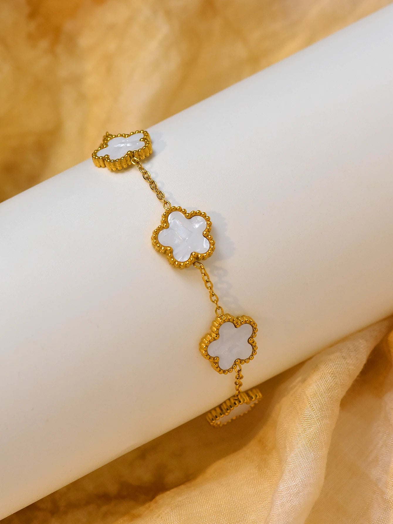 2 Pcs Stacked Stainless Steel Clover Bracelet Holiday Christmas Gift Set Everyday Jewellery In Stock Wholesale Available