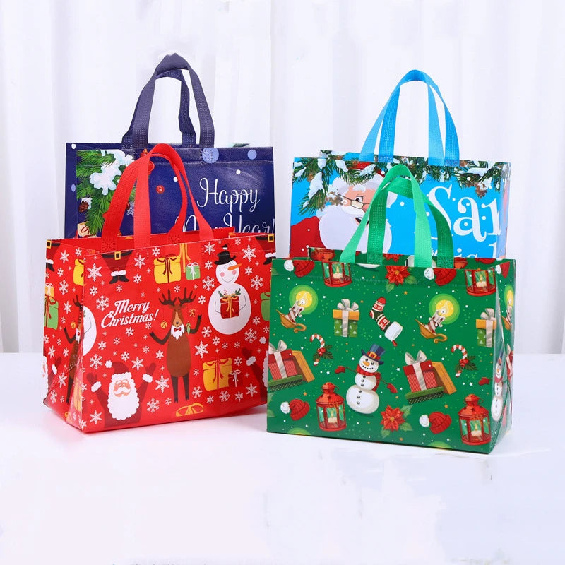 1Pc Large Christmas Gift Bags,Non-Woven Xmas Treat Bag Reusable Tote Bags with Handles for Kid Candy Goodie Xmas Party Favor