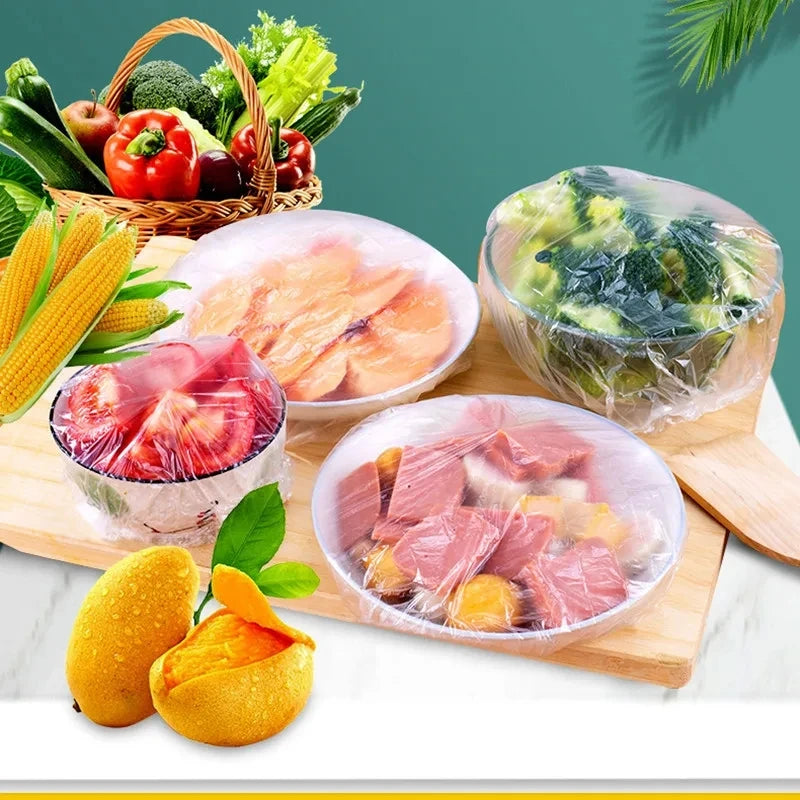 20/50/100pcs Saran Wrap Colorful Disposable Food Cover Food Grade Fresh-keeping Plastic Bag Kitchen Refrigerator Accessories