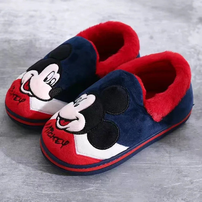 Kids Boys Cotton Home Slippers Winter Autumn Children Baby Girls Cartoon Mickey Minnie Mouse Cars Kids Girls Indoor Warm Shoes