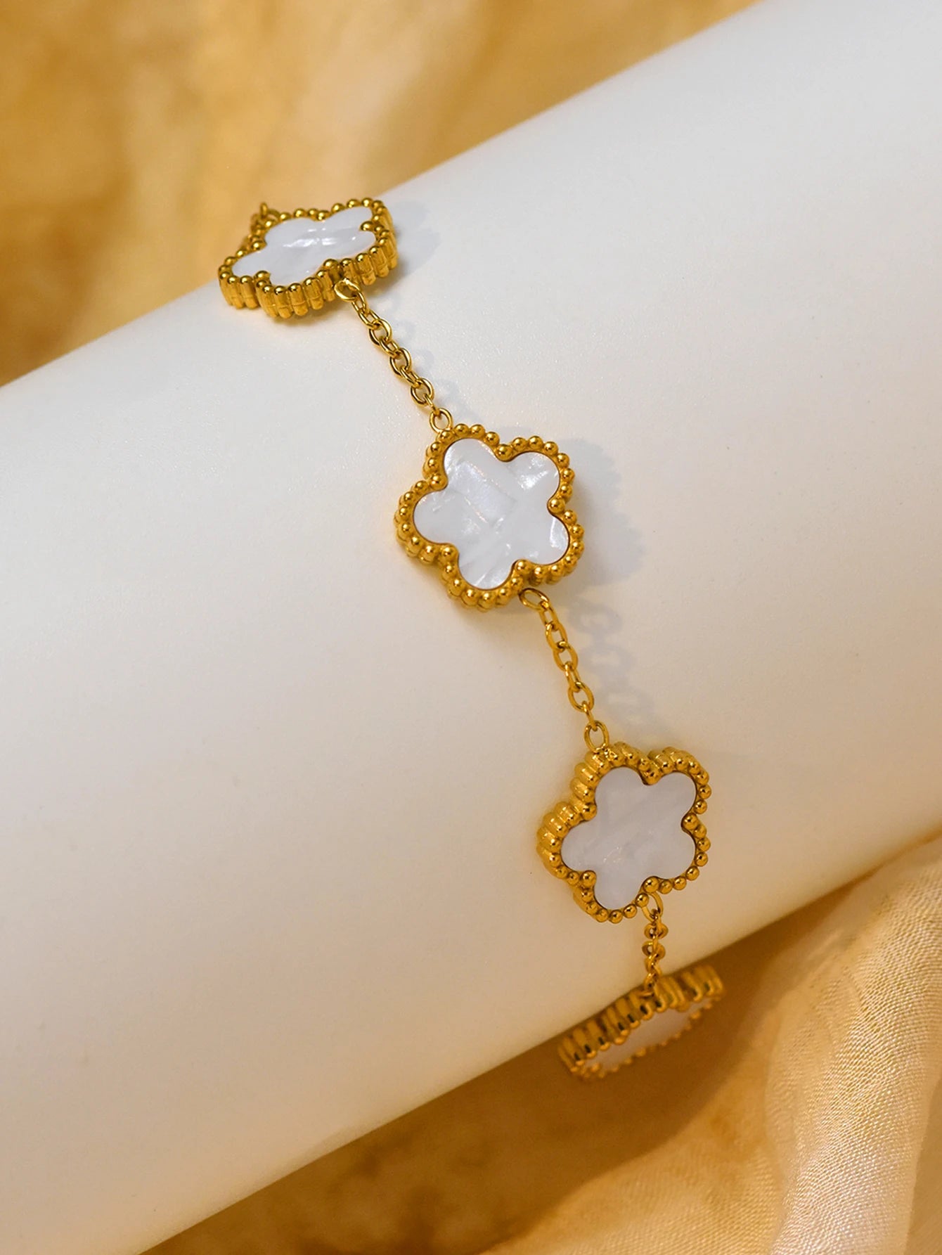 2 Pcs Stacked Stainless Steel Clover Bracelet Holiday Christmas Gift Set Everyday Jewellery In Stock Wholesale Available
