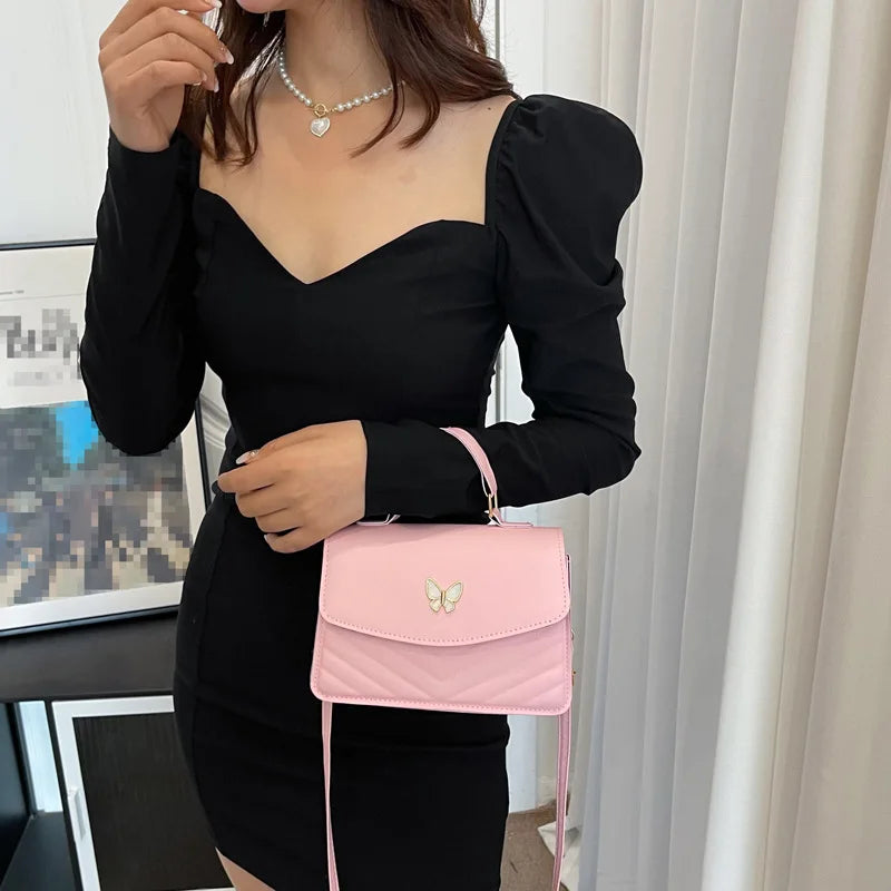 casual fashion crossbody bag new Korean style women's bag pure color shoulder bag niche versatile satchel small square bag wo...
