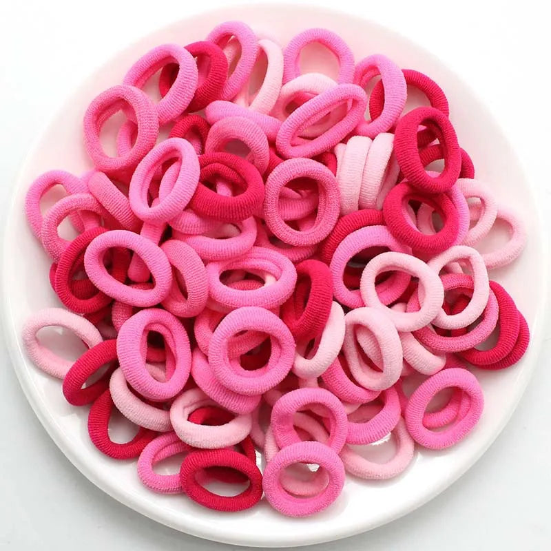 100pcs/lot Kids Color Scrunchies 20mm Non-damaging Headbands Girls Tie High Ponytail Hair Accessories High Elastic Rubber Bands