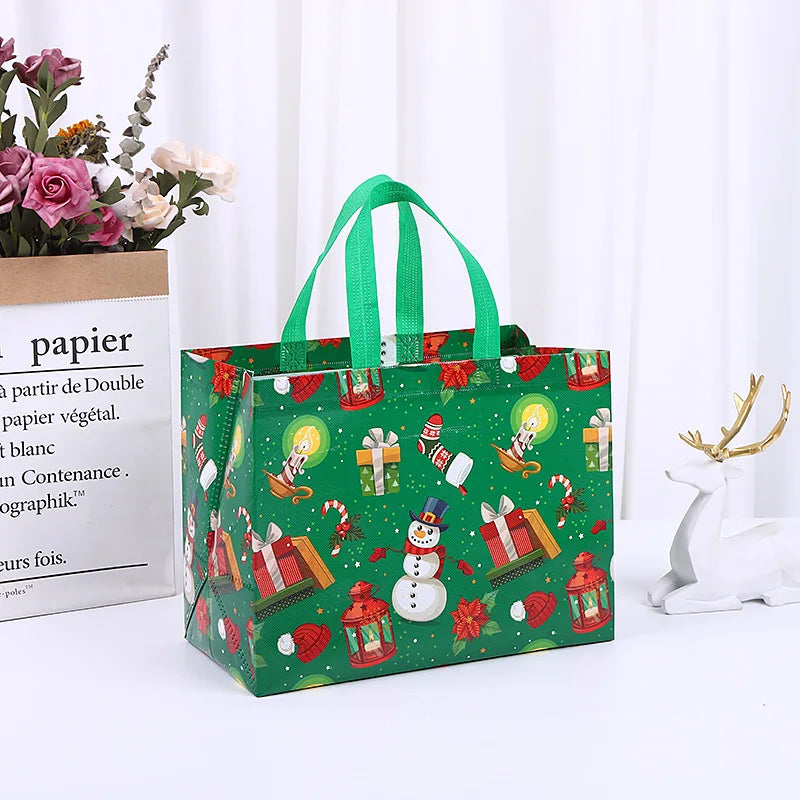 1Pc Large Christmas Gift Bags,Non-Woven Xmas Treat Bag Reusable Tote Bags with Handles for Kid Candy Goodie Xmas Party Favor
