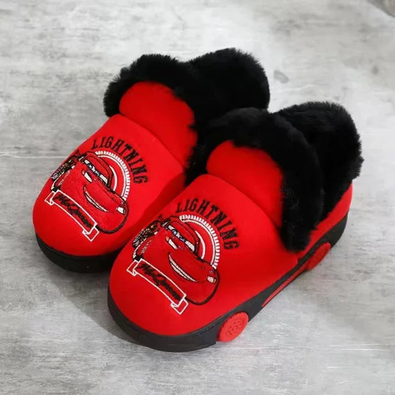 Kids Boys Cotton Home Slippers Winter Autumn Children Baby Girls Cartoon Mickey Minnie Mouse Cars Kids Girls Indoor Warm Shoes