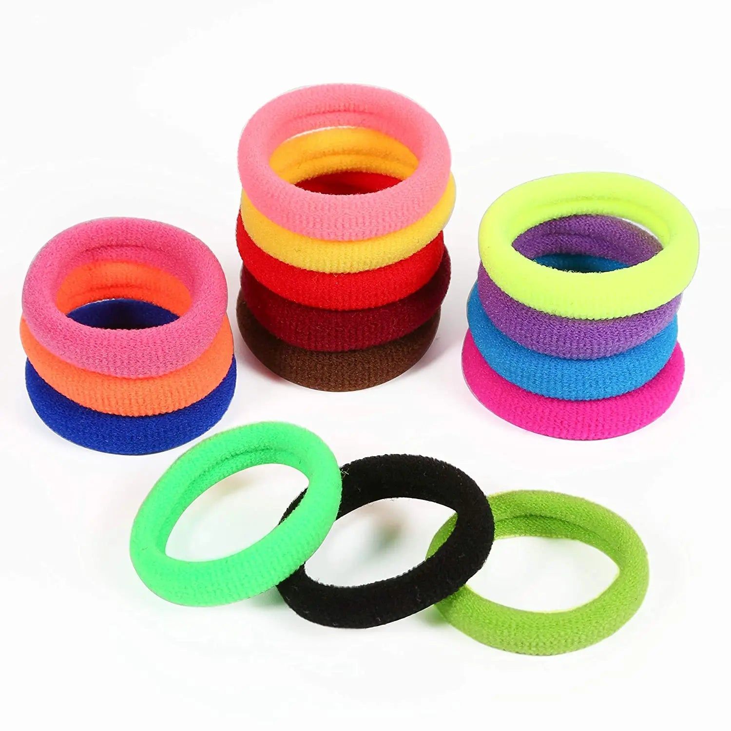 100pcs/lot Kids Color Scrunchies 20mm Non-damaging Headbands Girls Tie High Ponytail Hair Accessories High Elastic Rubber Bands